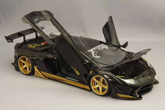 AUTOart 1/18 Liberty Walk LB-WORKS Lamborghini Aventador Limited Edition Black / Gold Accent