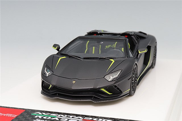 EIDOLON 1/43 Lamborghini Aventador S Roadster Japan Ltd. Edition 2021 Nero Pulso / Green Stripe