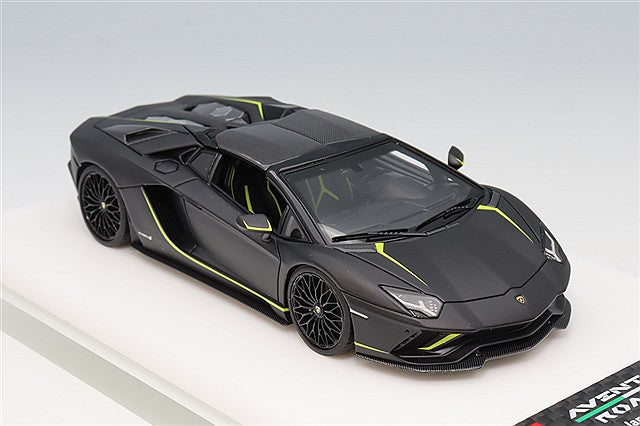 Cargue la imagen en el visor de la galería, EIDOLON 1/43 Lamborghini Aventador S Roadster Japan Ltd. Edition 2021 Nero Pulso / Green Stripe
