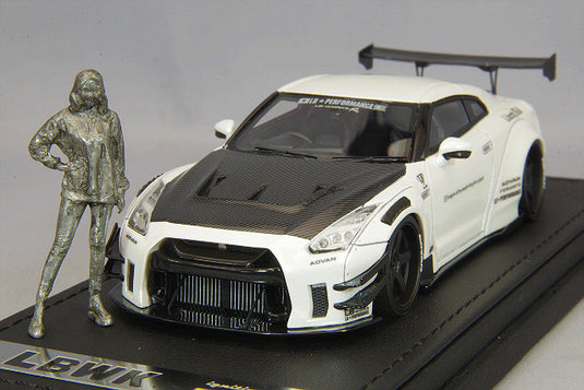 Overseas Model Ignition Model 1/43 LB-WORKS Nissan GT-R R35 Type 2 White with Chisaki Kato Metal Figure IG2553
