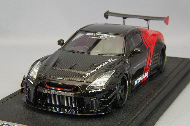 Ignition Model 1/43 LB-WORKS Nissan GT-R R35 Type 2 Black/Red w/ Advan Racing GT Type 20-inch Wheels (Black) IG2556