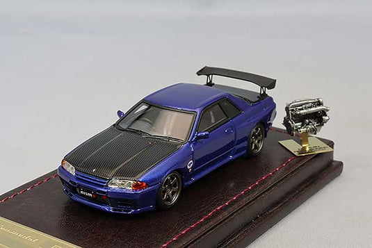 Overseas Model Ignition Model 1/64 Nissan Skyline GT-R Nismo (R32) Blue Metallic with Engine IG2689