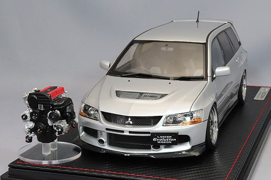 Overseas Model Ignition Model 1/18 Mitsubishi Lancer Evolution Wagon (CT9W) Silver with 4G63-MIVEC Engine IG2769