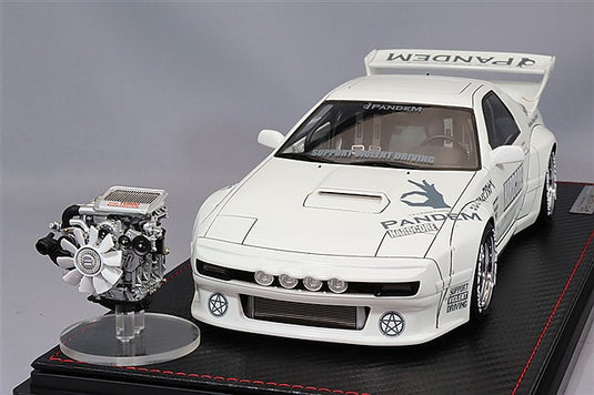 Ignition Model 1/18 Pandem RX-7 (FC3S) White w/ CE28N Type 18-inch Wheels (Bronze) & 13B Rotary Engine IG2918