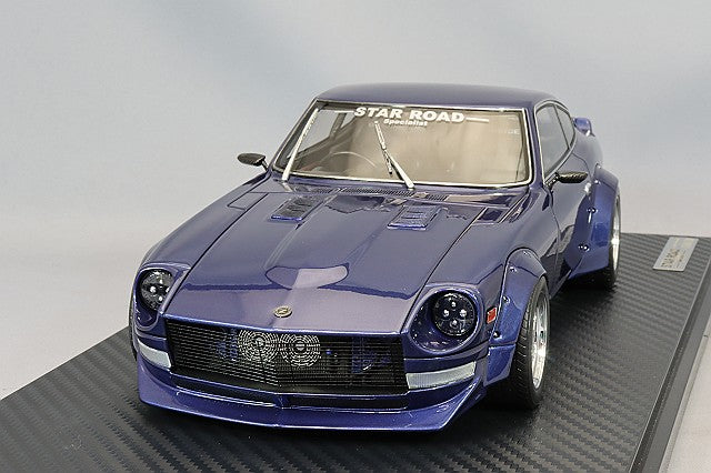 Ignition Model 1/18 Nissan Fairlady Z (S30) Star Road Blue w/ Glow Star 15-inch Wheels (Polished/Gunmetallic) IG3116