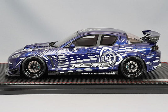 Overseas Model Ignition Model 1/18 Mazda RX-8 (SE3P) RE Amemiya Deep Blue w/ Enkei PF01 Evo Type 18-inch Wheels (Black) with Mr. Amemiya Figure IG3243