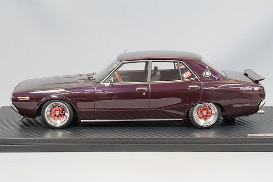 Ignition Model 1/18 Nissan Skyline 2000 GT-X (GC110) Purple w/ Yayoi 14-inch Wheels (Polished/Pink) IG3270