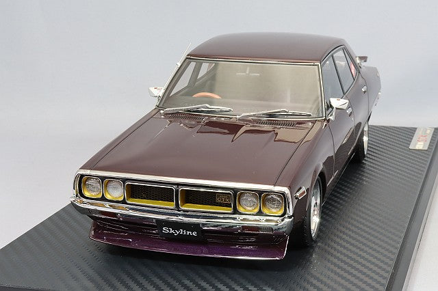Ignition Model 1/18 Nissan Skyline 2000 GT-X (GC110) Purple w/ Yayoi 14-inch Wheels (Polished/Pink) IG3270