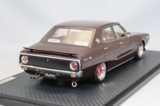Ignition Model 1/18 Nissan Skyline 2000 GT-X (GC110) Purple w/ Yayoi 14-inch Wheels (Polished/Pink) IG3270