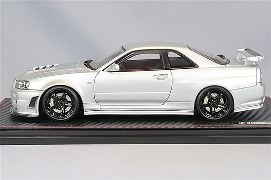 Ignition Model 1/18 Nismo R34 GT-R Z-tune Prototype Silver w/ LM GT4 18-inch Wheels (Black) IG3296