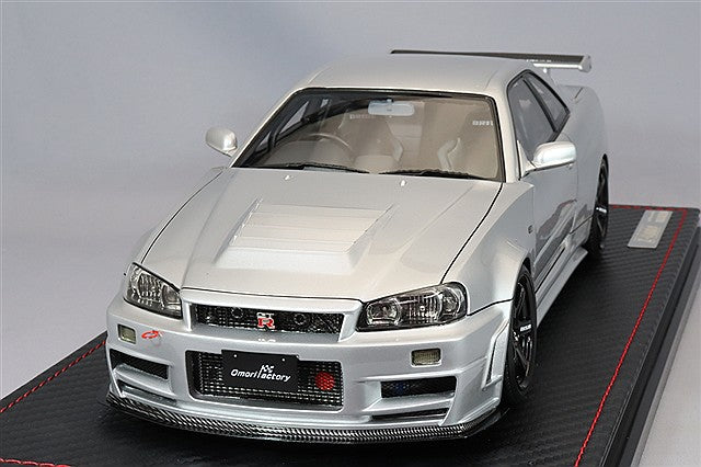 Ignition Model 1/18 Nismo R34 GT-R Z-tune Prototype Silver w/ LM GT4 18-inch Wheels (Black) IG3296