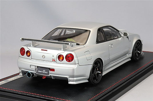 Ignition Model 1/18 Nismo R34 GT-R Z-tune Prototype Silver w/ LM GT4 18-inch Wheels (Black) IG3296