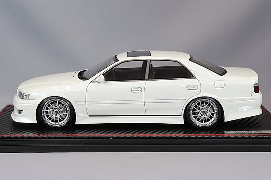 Overseas Model Ignition Model 1/18 VERTEX JZX100 Chaser Pearl White w/ BBS RG-R Type 18-inch Wheels (Polished/Silver) with 1JZ Engine IG3313