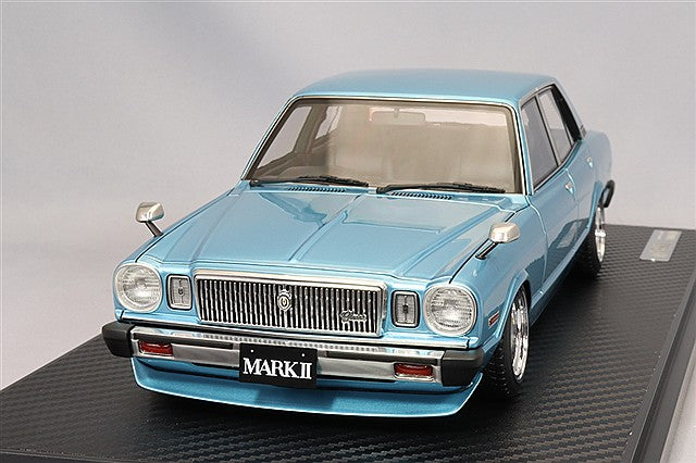 Ignition Model 1/18 Toyota Mark II Sedan Grande (MX41) Light Blue Metallic w/ Hayashi Street 14-inch Wheels IG3432