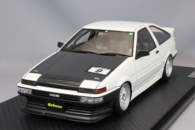 Ignition Model 1/18 Toyota Sprinter Trueno (AE86) 3-Door TK-Street Initial Ver. White w/ SSR Dori Dori Mesh Type 15-inch Wheels (Polished & White) IG3488