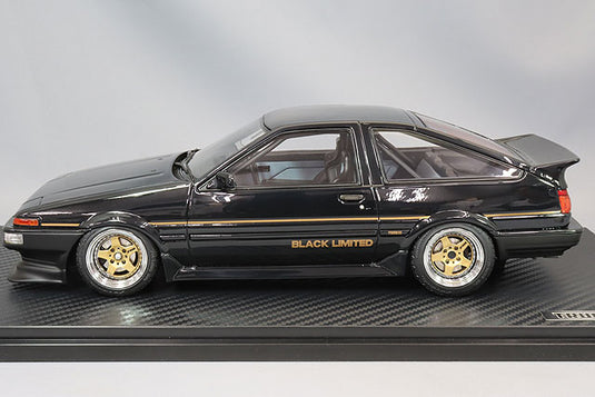 Ignition Model 1/18 Toyota Sprinter Trueno (AE86) 3-Door GT Apex Black Limited w/ Work Meister CR01 Type 15-inch Wheels (Polished & Gold) IG3490
