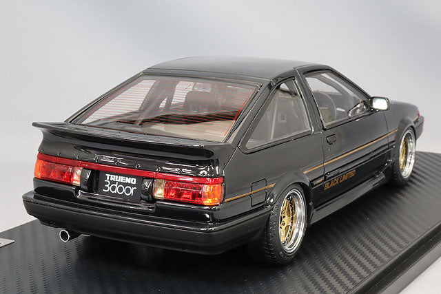Chargez l&#39;image dans la visionneuse de la galerie, Ignition Model 1/18 Toyota Sprinter Trueno (AE86) 3-Door GT Apex Black Limited w/ Work Meister CR01 Type 15-inch Wheels (Polished &amp; Gold) IG3490
