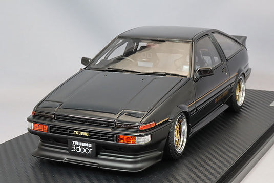 Ignition Model 1/18 Toyota Sprinter Trueno (AE86) 3-Door GT Apex Black Limited w/ Work Meister CR01 Type 15-inch Wheels (Polished & Gold) IG3490