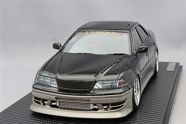 Ignition Model 1/18 VERTEX JZX100 Mark II Black/Gunmetal w/ WORK Meister S1 Type 18-inch Wheels (Chrome) IG3579
