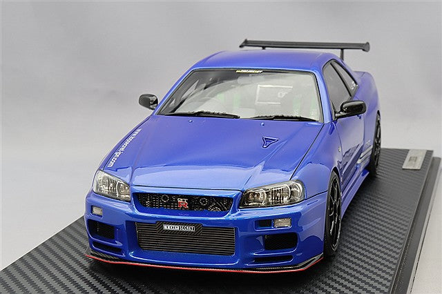 Ignition Model 1/18 Top Secret 34GT-R (BNR34) Blue Metallic w/ OZ Challenge HLT 18-inch Wheels (Black) IG3641