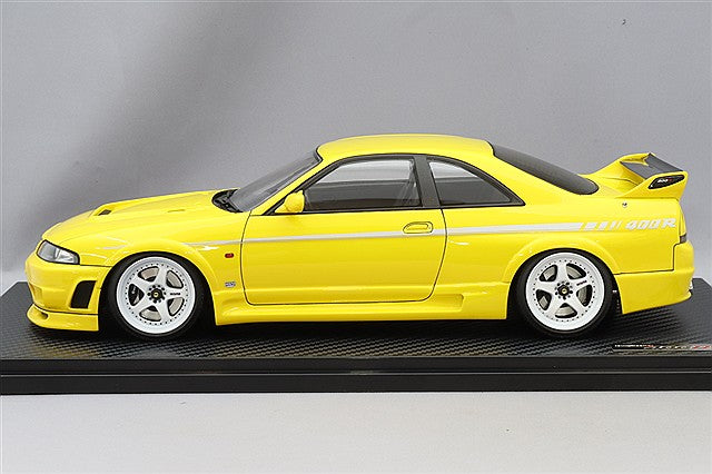 Carica immagine in Galleria Viewer, Ignition Model 1/18 Nismo 400R (BCNR33) Yellow w/ Nismo LM-GT1 18-inch Wheels (White) IG3658
