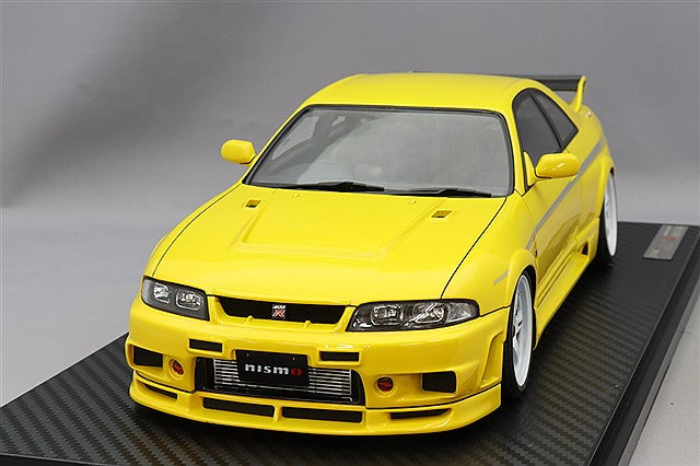 Ignition Model 1/18 Nismo 400R (BCNR33) Yellow w/ Nismo LM-GT1 18-inch Wheels (White) IG3658