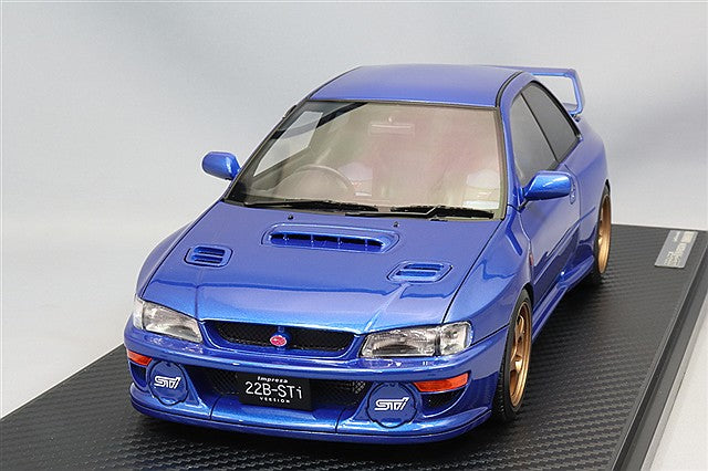 Ignition Model 1/18 Subaru Impreza 22B-STi Ver. (GC8 Kai) Blue w/ OZ Chrono Type 17-inch Wheels (Gold) IG3668