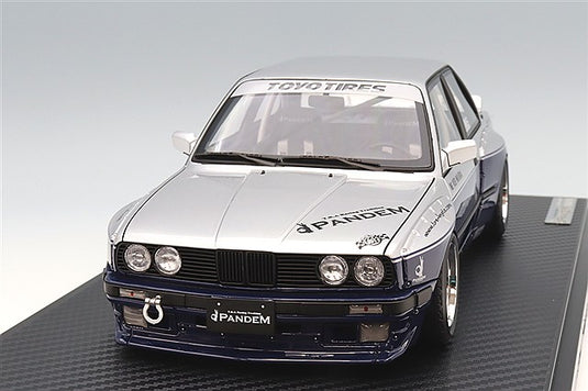 Ignition Model 1/18 Pandem 30 Silver/Blue w/ Pandem Original Mesh 17-inch Wheels (Polished/Gunmetallic) IG3717