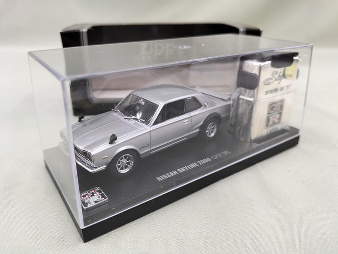 Fukashiro Model Car & Zippo Lighter Set Skyline 2000GT-R 1/43 Scale– Used