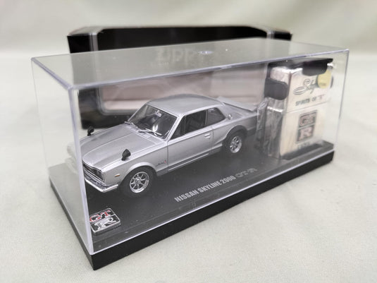 Fukashiro Model Car & Zippo Lighter Set Skyline 2000GT-R 1/43 Scale– Used