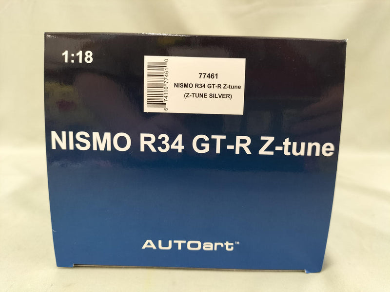 Load image into Gallery viewer, AUTOart Silver NISMO R34 GT-R Z-TUNE 1/18 Scale Car– Used
