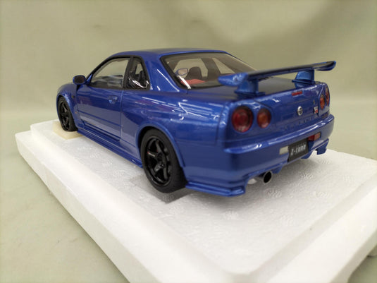 AUTOart Bayside Blue w/ Carbon Hood NISMO R34 GT-R Z-TUNE 1/18 Scale Car– Used