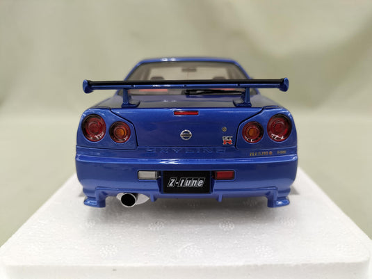 AUTOart Bayside Blue w/ Carbon Hood NISMO R34 GT-R Z-TUNE 1/18 Scale Car– Used