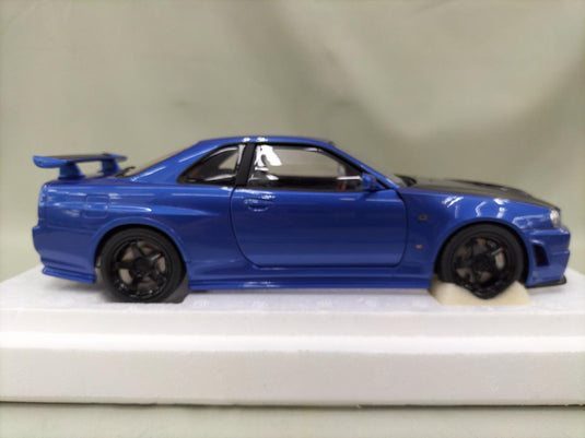 AUTOart Bayside Blue w/ Carbon Hood NISMO R34 GT-R Z-TUNE 1/18 Scale Car– Used