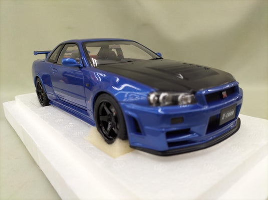 AUTOart Bayside Blue w/ Carbon Hood NISMO R34 GT-R Z-TUNE 1/18 Scale Car– Used