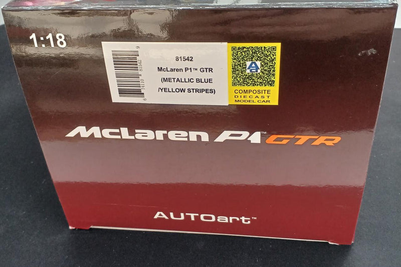 Load image into Gallery viewer, AUTOart McLaren P1 GTR Blue/Yellow 1/18 Scale Car– Used
