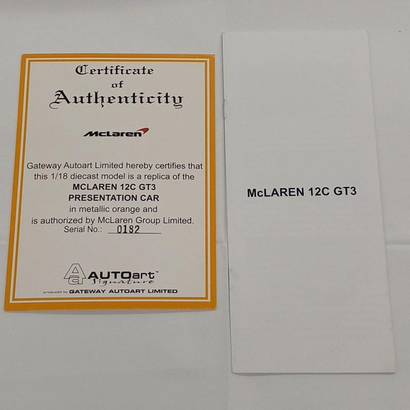 Load image into Gallery viewer, AUTOart McLaren 12C GT3 1/18 Scale Model Car– Used
