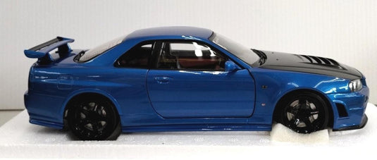AUTOart 1/18 Nismo R34 GT-R Z-tune (Bayside Blue/Carbon Black Hood)– Used