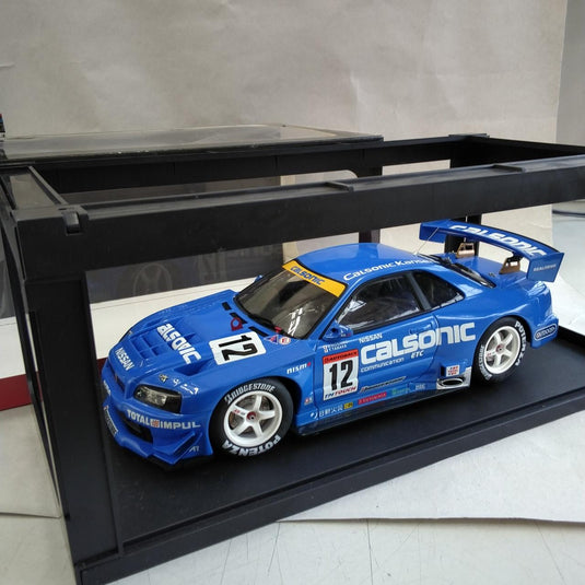 AUTOart JGTC 2002 CALSONIC #12 NISSAN SKYLINE GTR (R34) 1/18 Scale Car– Used