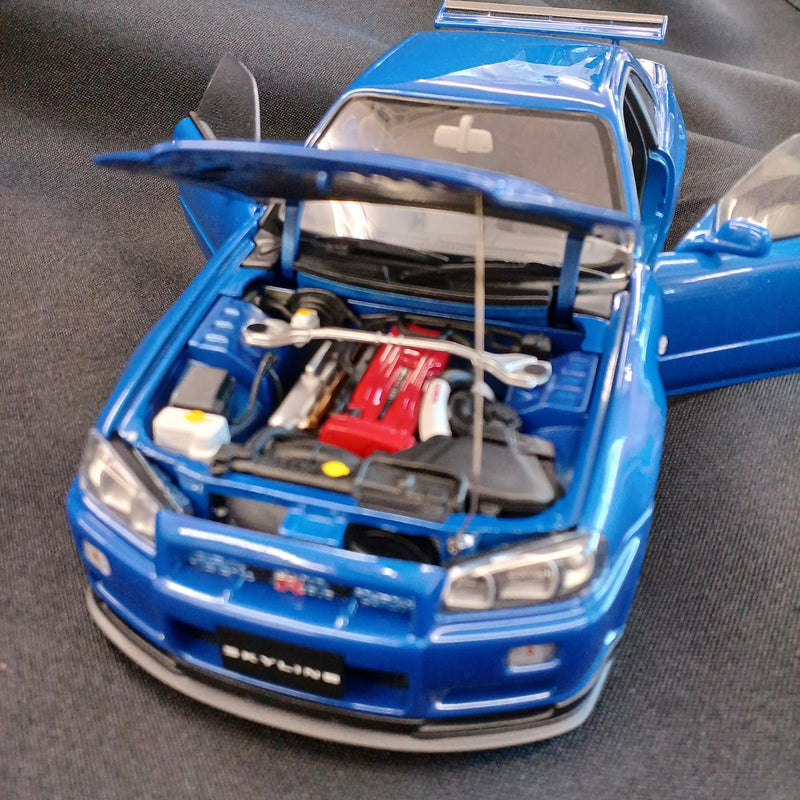 Cargue la imagen en el visor de la galería, AUTOart 77335 SKYLINE GT-R R34 V-SPEC II UPGRADED 1/18 Scale Model Car– Used
