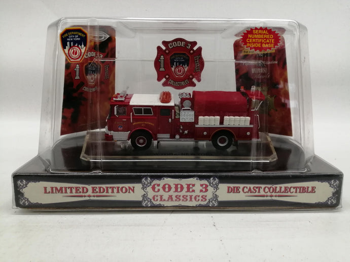 CODE 3 COLLECTIBLES 1/64 NEW YORK, NEW YORK Fire Engine Diecast Model– Used