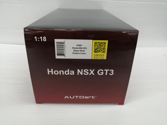 AUTOart HONDA NSX GT3 Silver 1/18 Scale Model Car– Used