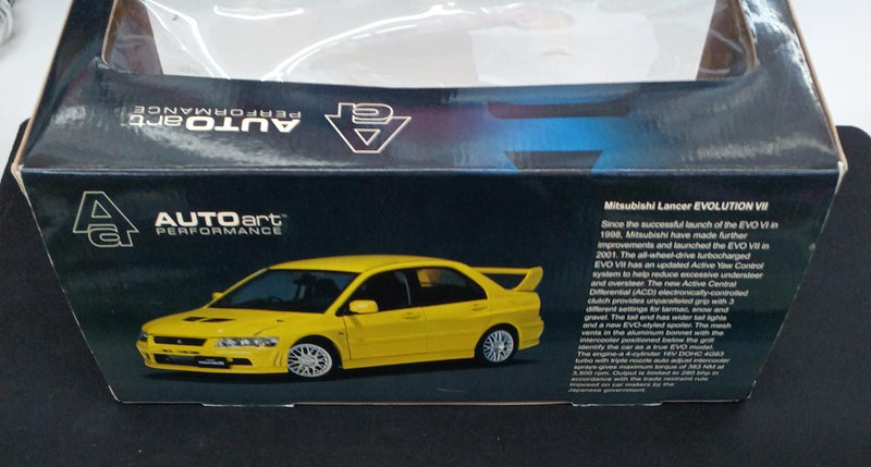 Load image into Gallery viewer, AUTOART Mitsubishi Lancer Evolution VII Yellow 1/18 Scale Car– Used
