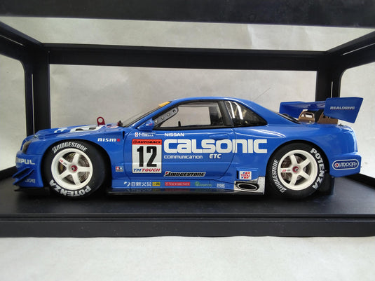AUTOart JGTC 2002 CALSONIC #12 NISSAN SKYLINE GTR (R34) 1/18 Scale Car– Used