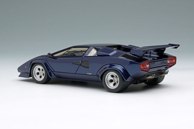 Laden Sie das Bild in Galerie -Viewer, EIDOLON EM432J Lamborghini Countach LP400S 1980 with Rear Wing Blu Acapulco Limited 50pcs Make Up 1/43 EM432J
