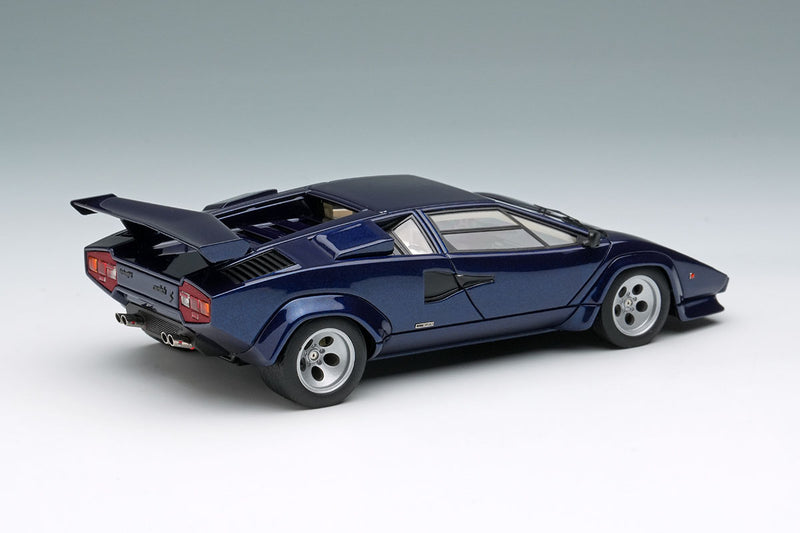 Laden Sie das Bild in Galerie -Viewer, EIDOLON EM432J Lamborghini Countach LP400S 1980 with Rear Wing Blu Acapulco Limited 50pcs Make Up 1/43 EM432J
