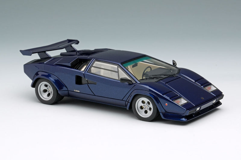 Laden Sie das Bild in Galerie -Viewer, EIDOLON EM432J Lamborghini Countach LP400S 1980 with Rear Wing Blu Acapulco Limited 50pcs Make Up 1/43 EM432J
