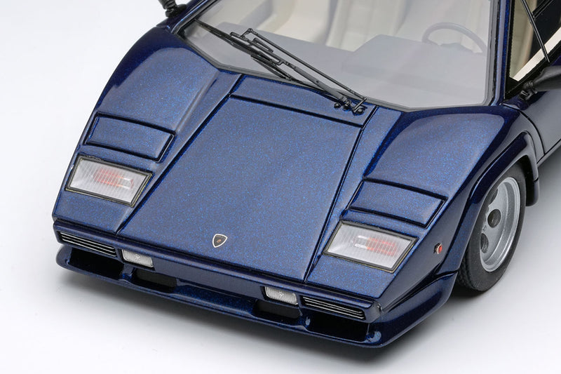 Laden Sie das Bild in Galerie -Viewer, EIDOLON EM432J Lamborghini Countach LP400S 1980 with Rear Wing Blu Acapulco Limited 50pcs Make Up 1/43 EM432J
