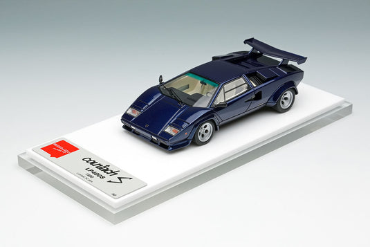 EIDOLON EM432J Lamborghini Countach LP400S 1980 with Rear Wing Blu Acapulco Limited 50pcs Make Up 1/43 EM432J