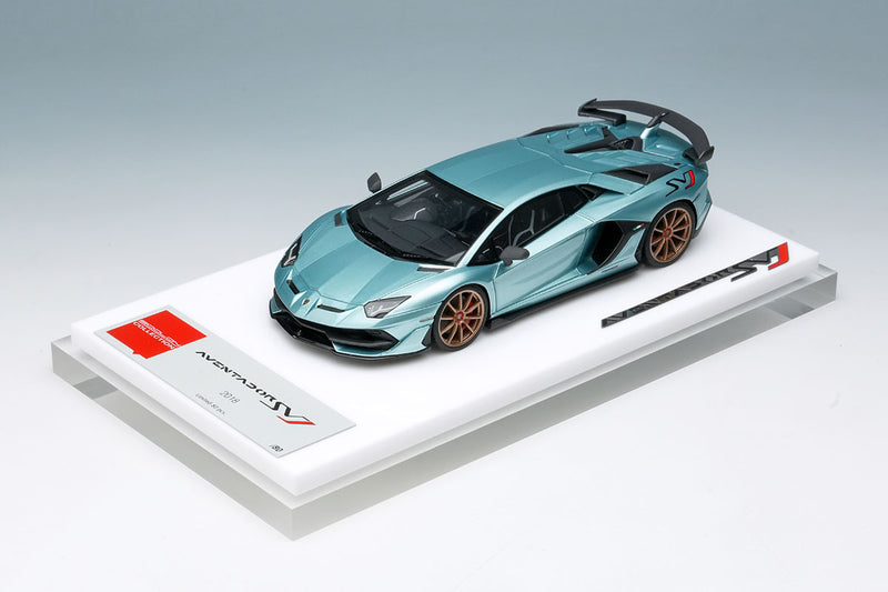 Laden Sie das Bild in Galerie -Viewer, EIDOLON EM513F Lamborghini Aventador SVJ 2018 (Nireo wheel) Azzurro Tethys Limited 80pcs Make Up 1/43 EM513F
